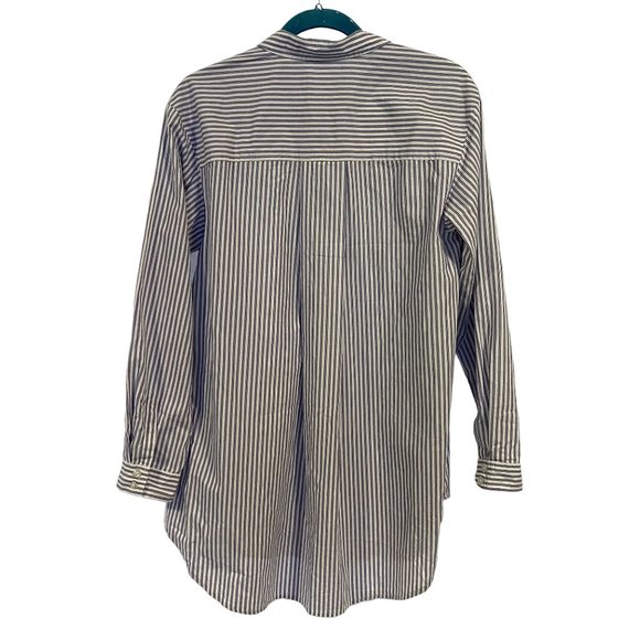 Anthropologie Blue and White Stripe Oversized Dress-Shirt Size S - Picture 8 of 10